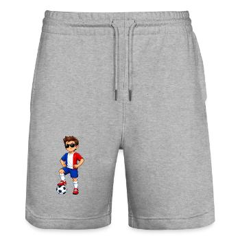 Soccer Boy France Fan French Flag - Stanley/Stella Trainer Unisex Organic Jogging Shorts - heather grey - Front - Nik (191cm) & Marisol (170cm)