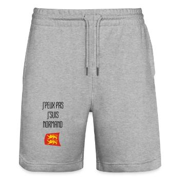 I can't I'm Norman - Normandy - Stanley/Stella Trainer Unisex Organic Jogging Shorts - heather grey - Front - Nik (191cm) & Marisol (170cm)