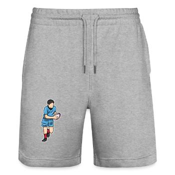 Boys Rugby - Stanley/Stella Trainer Unisex Organic Jogging Shorts - heather grey - Front - Nik (191cm) & Marisol (170cm)