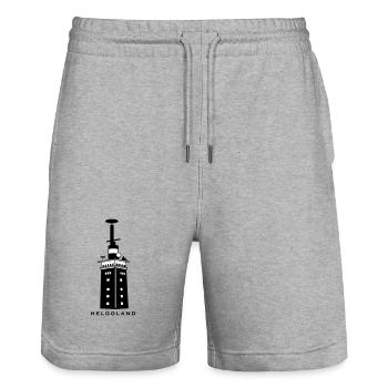 Leuchtturm Helgoland - Insel Nordsee Maritim Meer - Stanley/Stella Unisex Bio Joggingshorts Trainer  - Grau meliert - Vorne - Nik (191cm) & Marisol (170cm)