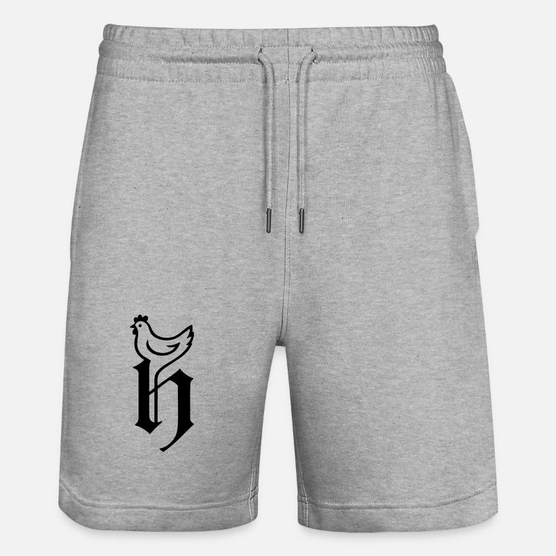 Logo Poulet noir - Short de jogging bio TRAINER Stanley/Stella unisexe - gris chiné