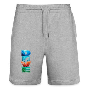 Dive Underwater Letter Art - Stanley/Stella Trainer Unisex Organic Jogging Shorts - heather grey - Front - Nik (191cm) & Marisol (170cm)