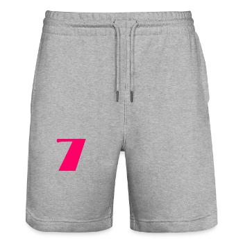 7. ALLES GUTE ZUM GEBURTSTAG. ALLES GUTE ZUM GEBURTSTAG - Stanley/Stella Unisex Bio Joggingshorts Trainer  - Grau meliert - Vorne - Nik (191cm) & Marisol (170cm)