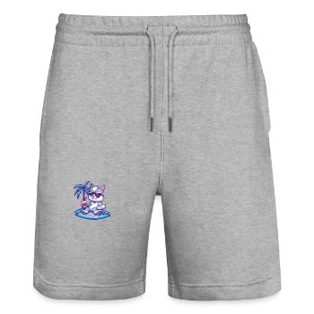 Palmier d’été de l’île Wolf - Short de jogging bio TRAINER Stanley/Stella unisexe - gris chiné - Devant - Nik (191cm) & Marisol (170cm)