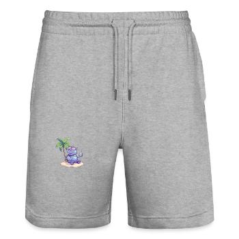 Nilpferd Sommer Strand Comic - Stanley/Stella Unisex Bio Joggingshorts Trainer  - Grau meliert - Vorne - Nik (191cm) & Marisol (170cm)
