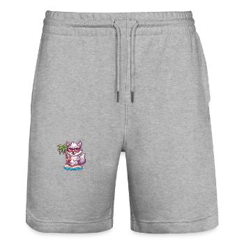 Wolf Sommer Strand Comic - Stanley/Stella Unisex Bio Joggingshorts Trainer  - Grau meliert - Vorne - Nik (191cm) & Marisol (170cm)