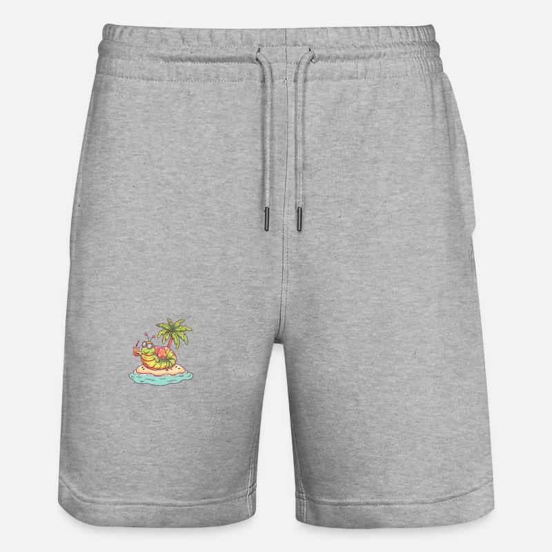 Worm Summer Beach Comic - Stanley/Stella Trainer Unisex Organic Jogging Shorts - heather grey