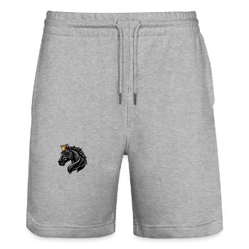 Pferd Kopf Krone - Stanley/Stella Unisex Bio Joggingshorts Trainer  - Grau meliert - Vorne - Nik (191cm) & Marisol (170cm)