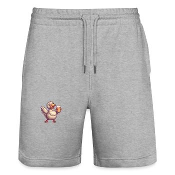 Goose Beer Pixel - Stanley/Stella Trainer Unisex Organic Jogging Shorts - heather grey - Front - Nik (191cm) & Marisol (170cm)