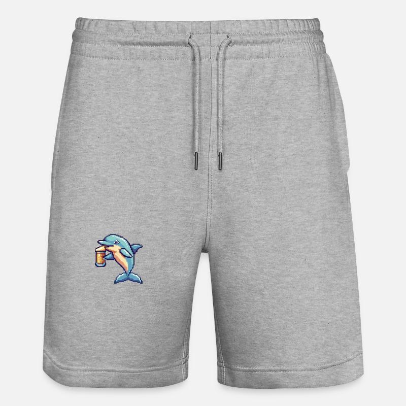 Delfin bière pixel - Short de jogging bio TRAINER Stanley/Stella unisexe - gris chiné