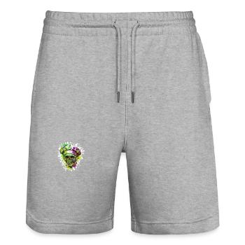 Chef Skull - Stanley/Stella Trainer Unisex Organic Jogging Shorts - heather grey - Front - Nik (191cm) & Marisol (170cm)