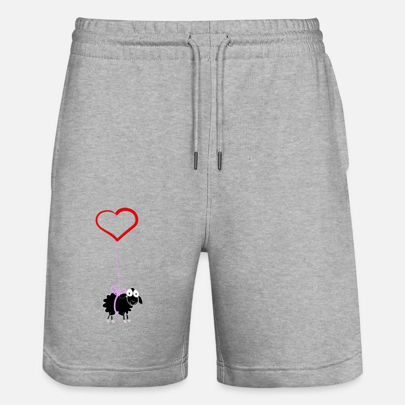 schwarzes Schaf mit Herz - Stanley/Stella Unisex Bio Joggingshorts Trainer  - Grau meliert