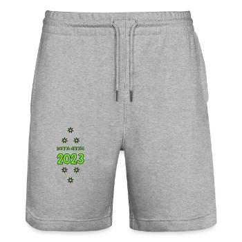 CHRISTMAS. MERRY CHRISTMAS. MERRY CHRISTMAS. NEW YEAR’S DAY - Stanley/Stella Trainer Unisex Organic Jogging Shorts - heather grey - Front - Nik (191cm) & Marisol (170cm)