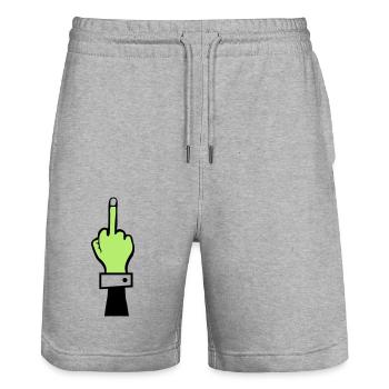 Zombie Hand Middle Finger - Stanley/Stella Trainer Unisex Organic Jogging Shorts - heather grey - Front - Nik (191cm) & Marisol (170cm)
