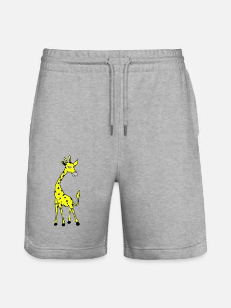 Giraffe 02 - Stanley/Stella Trainer Unisex Organic Jogging Shorts - heather grey