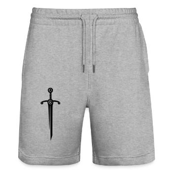 Sword - Stanley/Stella Trainer Unisex Organic Jogging Shorts - heather grey - Front - Nik (191cm) & Marisol (170cm)