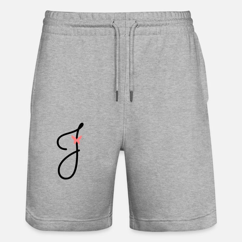 Buchstabe J Schmetterlingsbuchstabe - Stanley/Stella Unisex Bio Joggingshorts Trainer  - Grau meliert