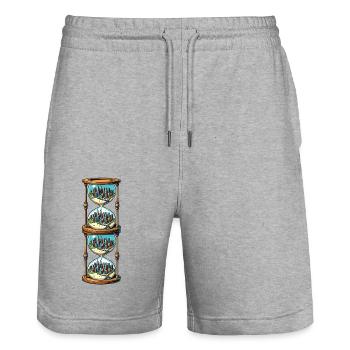 Hourglass City 2 - Stanley/Stella Trainer Unisex Organic Jogging Shorts - heather grey - Front - Nik (191cm) & Marisol (170cm)
