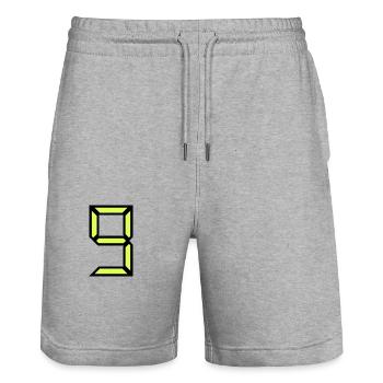 9 YEARS. 9th ANNIVERSARY. BIRTHDAY 9 YEARS. 9 - Stanley/Stella Trainer Unisex Organic Jogging Shorts - heather grey - Front - Nik (191cm) & Marisol (170cm)