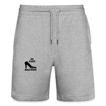 Be part of the solution - Stanley/Stella Trainer Unisex Organic Jogging Shorts - heather grey - Front - Nik (191cm) & Marisol (170cm)