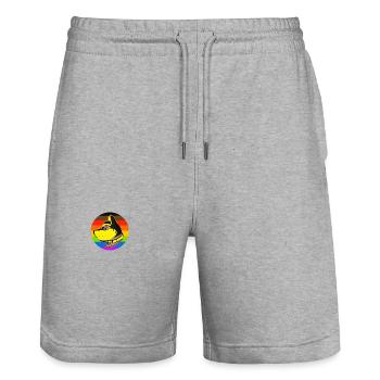 Puppy Hood Logo Gelb - Stanley/Stella Unisex Bio Joggingshorts Trainer  - Grau meliert - Vorne - Nik (191cm) & Marisol (170cm)