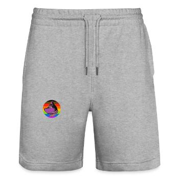 Puppy Hood Logo Lila - Stanley/Stella Unisex Bio Joggingshorts Trainer  - Grau meliert - Vorne - Nik (191cm) & Marisol (170cm)