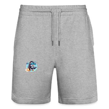 Futuristischer Pinguin 4 - Stanley/Stella Unisex Bio Joggingshorts Trainer  - Grau meliert - Vorne - Nik (191cm) & Marisol (170cm)