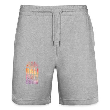Bali Party Crew Spruch - Stanley/Stella Unisex Bio Joggingshorts Trainer  - Grau meliert - Vorne - Nik (191cm) & Marisol (170cm)