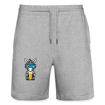 Zebra Ski Bier - Stanley/Stella Unisex Bio Joggingshorts Trainer  - Grau meliert - Vorne - Nik (191cm) & Marisol (170cm)
