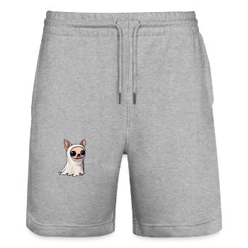 Chihuahua Hund Halloween Lustig Geist - Stanley/Stella Unisex Bio Joggingshorts Trainer  - Grau meliert - Vorne - Nik (191cm) & Marisol (170cm)