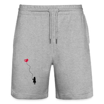 Child with heart balloon. - Stanley/Stella Trainer Unisex Organic Jogging Shorts - heather grey - Front - Nik (191cm) & Marisol (170cm)