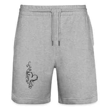 Großes Herz mit Blumen, Liebe, love - Stanley/Stella Unisex Bio Joggingshorts Trainer  - Grau meliert - Vorne - Nik (191cm) & Marisol (170cm)