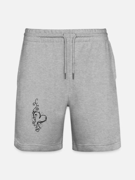 Corazón grande con pequeños corazones y flores - Pantalones cortos de deporte ecológicos unisex Trainer de Stanley/Stella - gris jaspeado