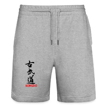 Kobudo schwarzes japanisches Schriftzeichen - Stanley/Stella Unisex Bio Joggingshorts Trainer  - Grau meliert - Vorne - Nik (191cm) & Marisol (170cm)