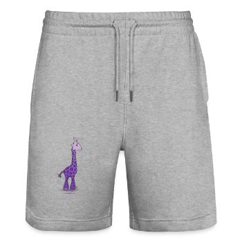 Purple giraffe - Stanley/Stella Trainer Unisex Organic Jogging Shorts - heather grey - Front - Nik (191cm) & Marisol (170cm)