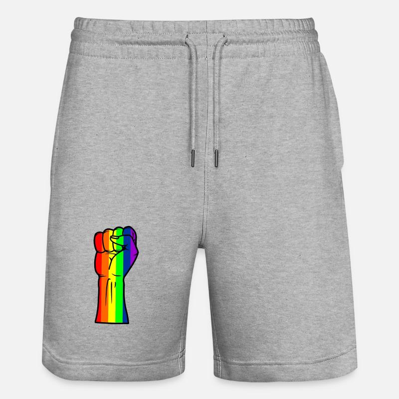 Regenbogen-Handfaust - Stanley/Stella Unisex Bio Joggingshorts Trainer  - Grau meliert