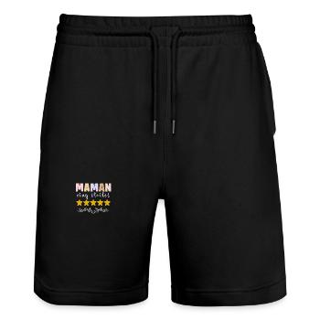 MAMAN 5 etoiles - Short de jogging bio TRAINER Stanley/Stella unisexe - noir - Devant - Nik (191cm) & Marisol (170cm)