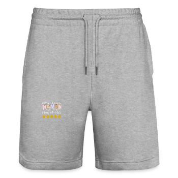 "maman extraordinaire cinq étoiles" - Short de jogging bio TRAINER Stanley/Stella unisexe - gris chiné - Devant - Nik (191cm) & Marisol (170cm)