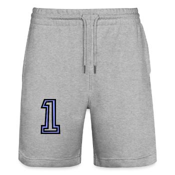 1. 1 Jahr. 1. JAHRESTAG. 1-JÄHRIGES JUBILÄUM - Stanley/Stella Unisex Bio Joggingshorts Trainer  - Grau meliert - Vorne - Nik (191cm) & Marisol (170cm)
