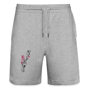 Tribal Butterfly Flower Ornament - Stanley/Stella Trainer Unisex Organic Jogging Shorts - heather grey - Front - Nik (191cm) & Marisol (170cm)