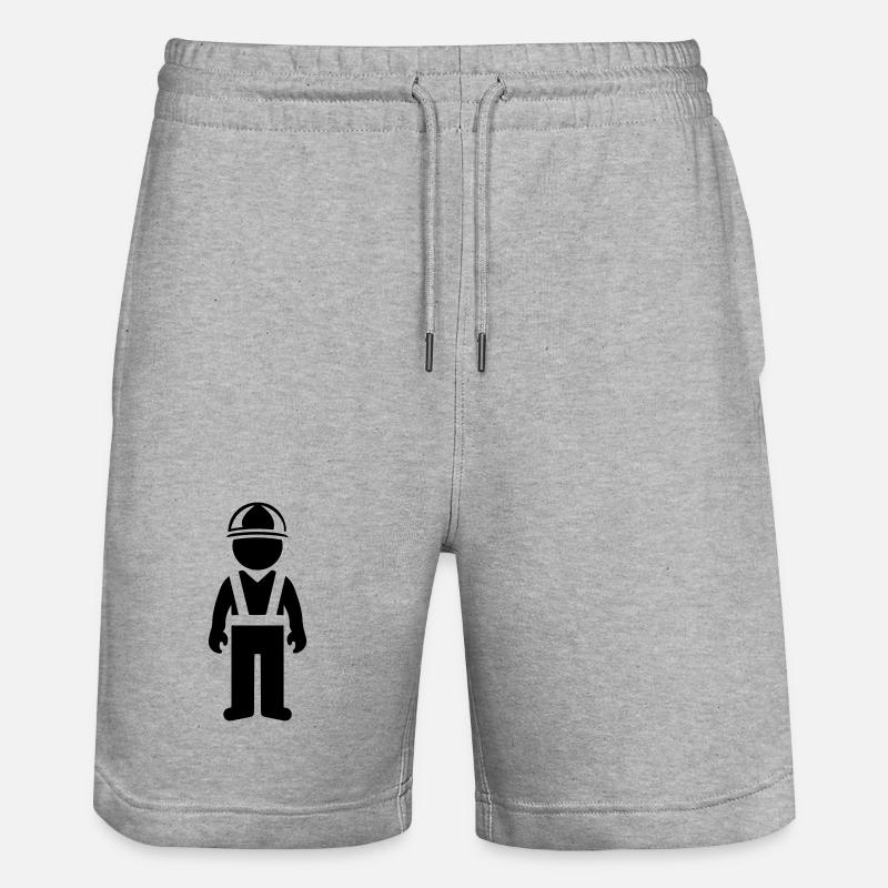 Construction worker - Stanley/Stella Trainer Unisex Organic Jogging Shorts - heather grey
