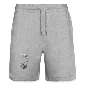 Dés de jeu de rôle noirs et blancs – Dés tombants - Short de jogging bio TRAINER Stanley/Stella unisexe - gris chiné - Devant - Nik (191cm) & Marisol (170cm)