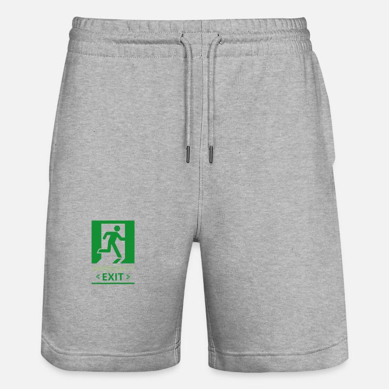 Emergency Exit Basic Green - Stanley/Stella Trainer Unisex Organic Jogging Shorts - heather grey
