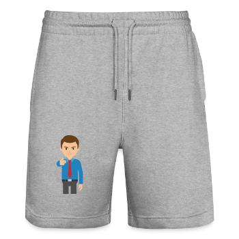 Direct Superior Cartoon - Stanley/Stella Trainer Unisex Organic Jogging Shorts - heather grey - Front - Nik (191cm) & Marisol (170cm)