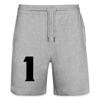 1 - Short de jogging bio TRAINER Stanley/Stella unisexe - gris chiné - Devant - Nik (191cm) & Marisol (170cm)