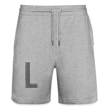 Buchstabe L – Punktmuster Initial Design - Stanley/Stella Unisex Bio Joggingshorts Trainer  - Grau meliert - Vorne - Nik (191cm) & Marisol (170cm)