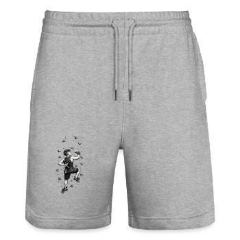 Kletterer mit Werkzeug am Fels - Stanley/Stella Unisex Bio Joggingshorts Trainer  - Grau meliert - Vorne - Nik (191cm) & Marisol (170cm)