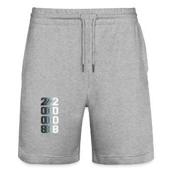 18th Birthday 2008 Retro Numbers with Saying - Stanley/Stella Trainer Unisex Organic Jogging Shorts - heather grey - Front - Nik (191cm) & Marisol (170cm)