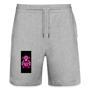 Rosa Graffiti-Affe mit Brille - Stanley/Stella Unisex Bio Joggingshorts Trainer  - Grau meliert - Vorne - Nik (191cm) & Marisol (170cm)