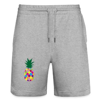 Fête d’été colorée Ananas Couleur exotique de vacances - Short de jogging bio TRAINER Stanley/Stella unisexe - gris chiné - Devant - Nik (191cm) & Marisol (170cm)